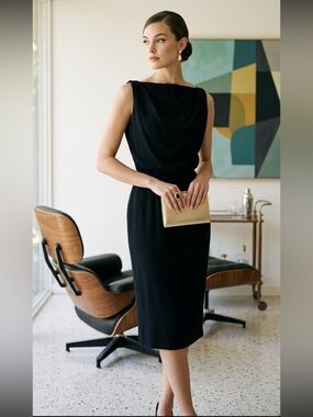 Vintage 1950s-60s Lilli Diamond Black Crepe Cocktail Dress Sz 4 Old Hollywood